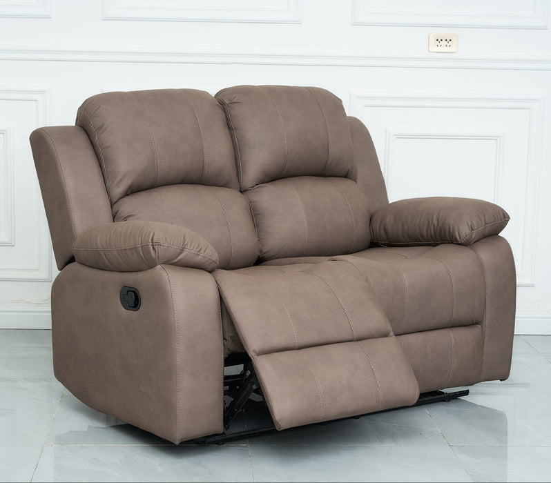 Boston 2 Seater Leather Look Fabric Manual Recliner Truffle