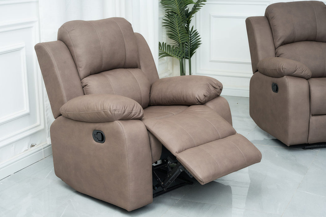 3 + 1 + 1 Boston Suite Leather Look Fabric Manual Recliner Truffle