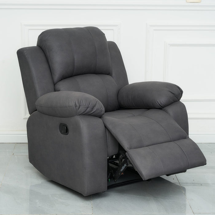 3 + 1 + 1  Boston Suite Leather Look Fabric Manual Recliner Charcoal