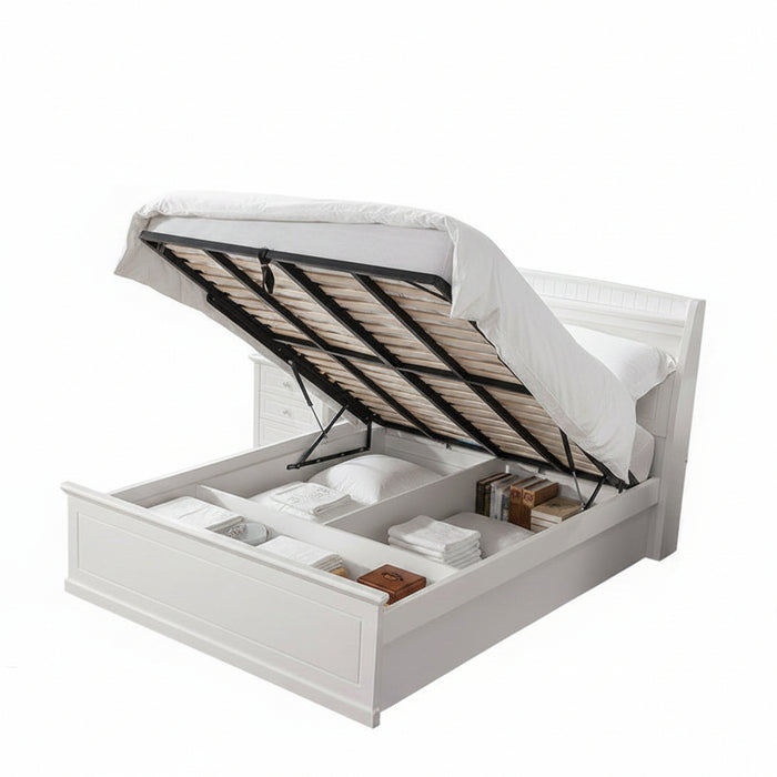 Monaco Storage Gas Lift Bed Matte White