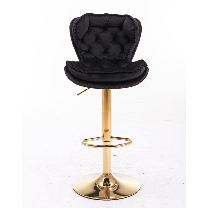 Plush Velvet Black Bar Stool