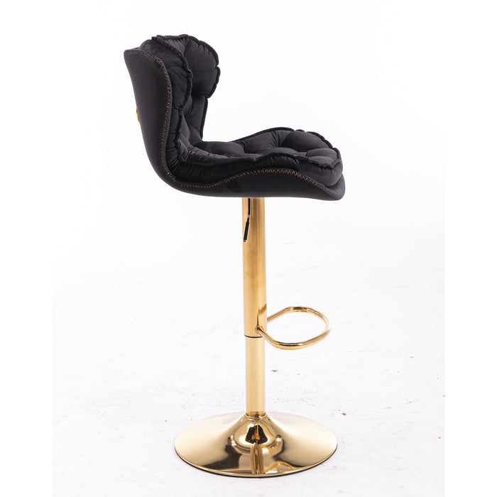 Plush Velvet Black Bar Stool