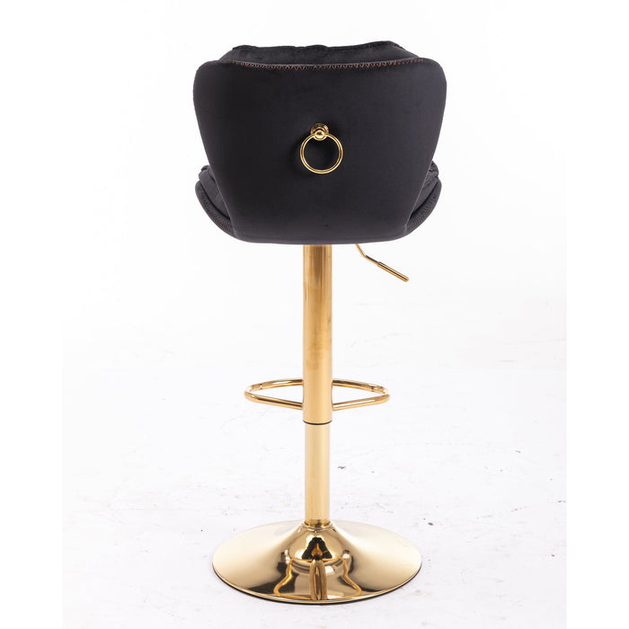 Plush Velvet Black Bar Stool