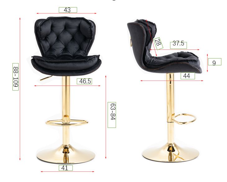 Plush Velvet Black Bar Stool