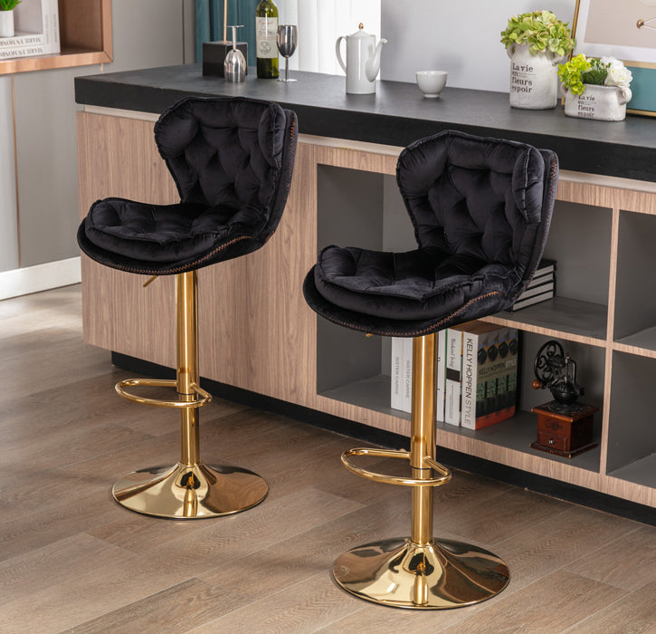 Plush Velvet Black Bar Stool