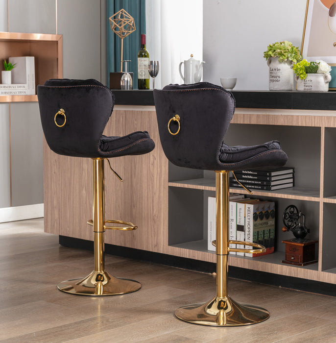 Plush Velvet Black Bar Stool