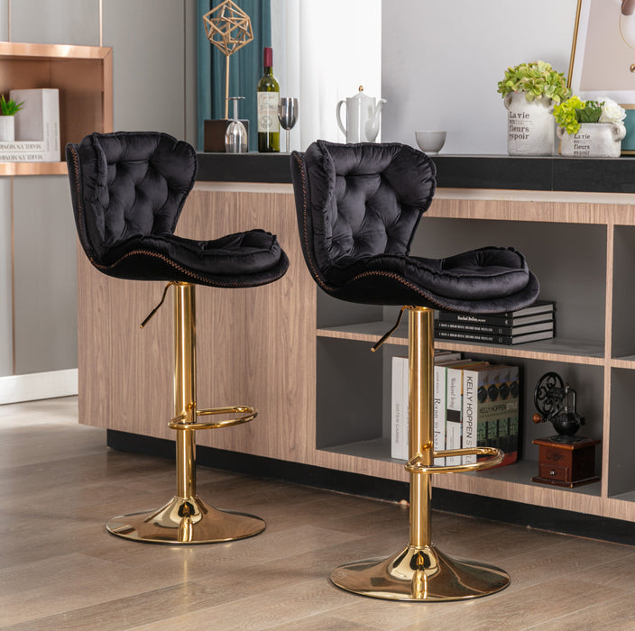 Plush Velvet Black Bar Stool