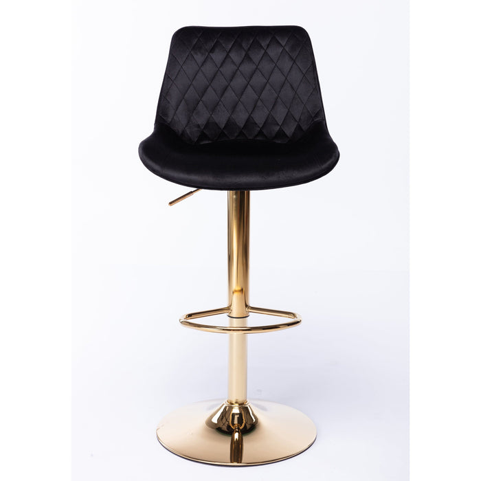 Georgia Black Velvet Gold Gas Lift Kitchen Stool