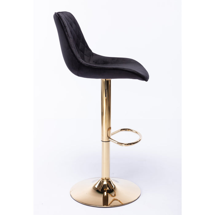 Georgia Black Velvet Gold Gas Lift Kitchen Stool