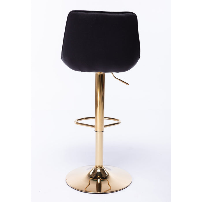 Georgia Black Velvet Gold Gas Lift Kitchen Stool