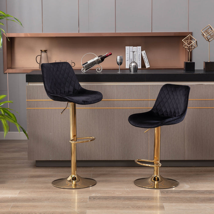 Georgia Black Velvet Gold Gas Lift Kitchen Stool