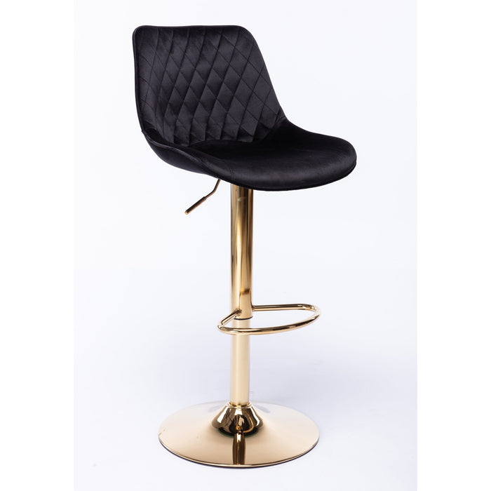 Georgia Black Velvet Gold Gas Lift Kitchen Stool