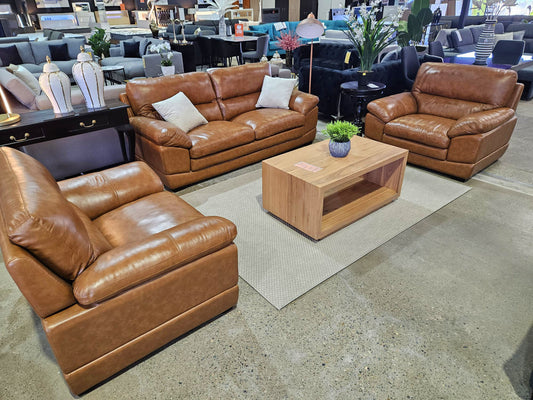 3 Piece Set Cloud Soft Seat Lounge in Leather