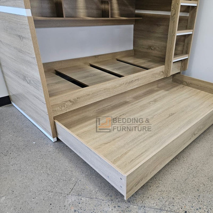 Modern Oak Bunk Bed with Trundle – Kids Bunk Bed Frame Australia