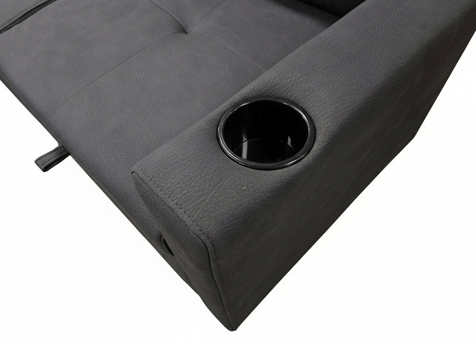 3 Seater Roka Sofa Bed with Storage Chaise - Dark Grey