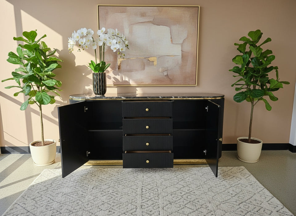Black Amarelle  Marble Sideboard Buffet