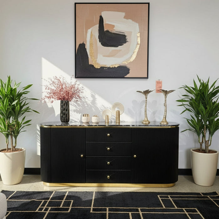 Black Amarelle  Marble Sideboard Buffet