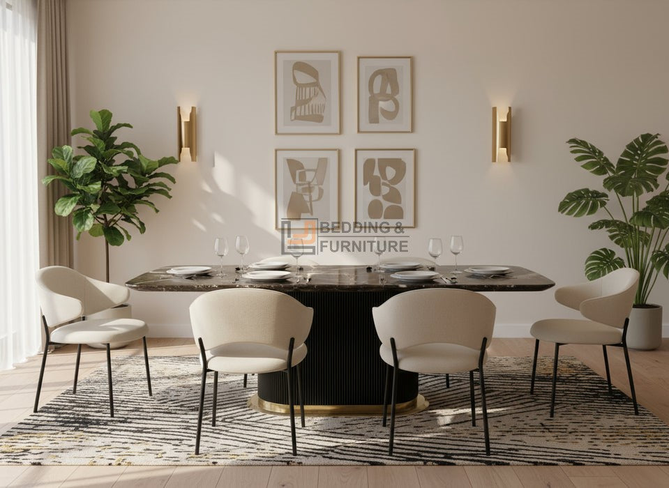 Amro Black Marble Dining Table – Modern & Elegant