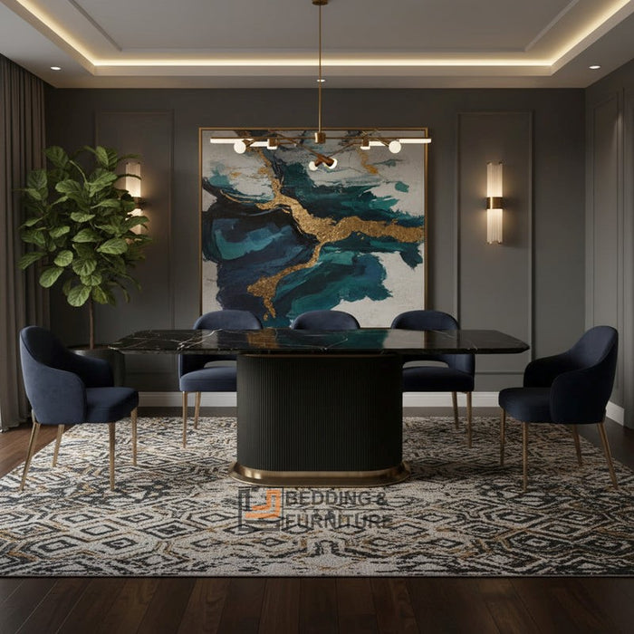 Amro Black Marble Dining Table – Modern & Elegant