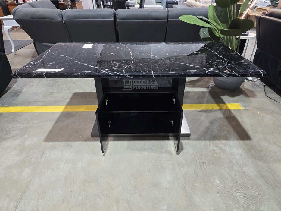 Jabari Black Stone Foil Dining Table Set with Chairs