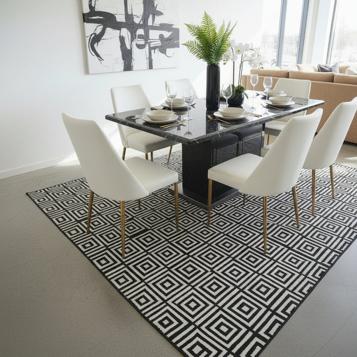 Brighton 7 Piece Dining Set Black Marble - ST Marys & Liverpool NSW