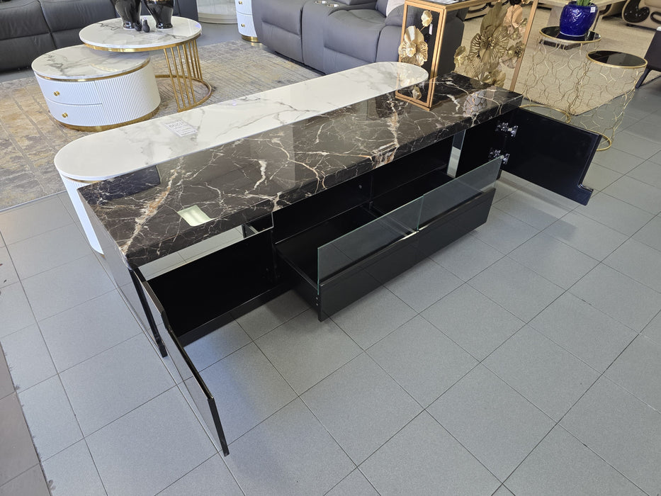 Carmela 2.0m Marble Entertainment Unit - Espresso Black