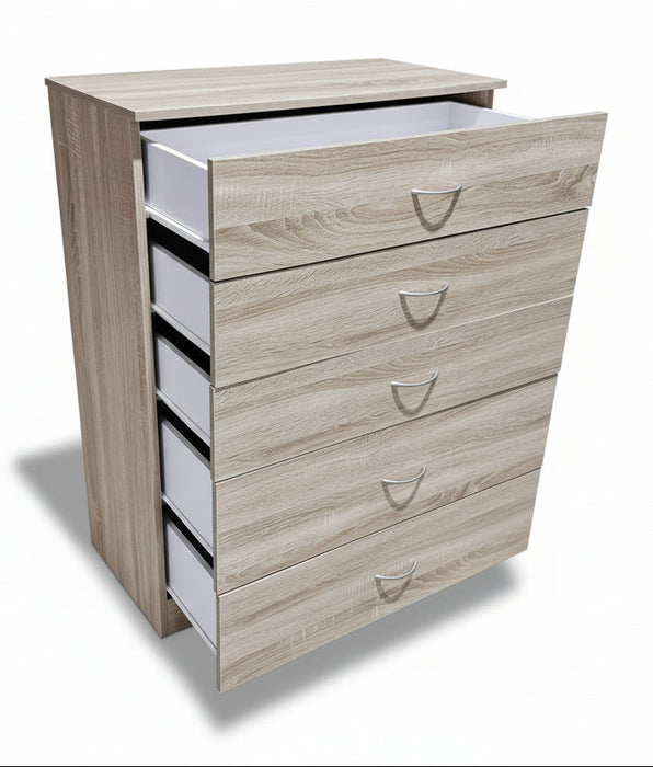 Evela 5 Drawer Chest of Drawers Light Oak 80cm