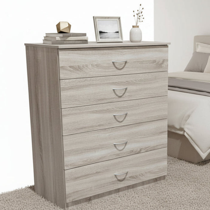 Evela 5 Drawer Chest of Drawers Light Oak 80cm