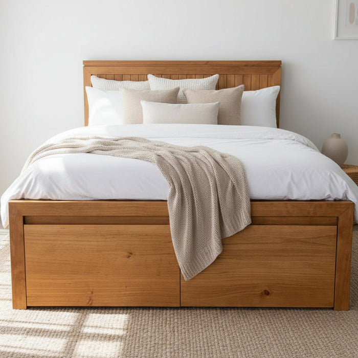 Cleo Solid Timber Queen Bed with Drawers – Australian Made