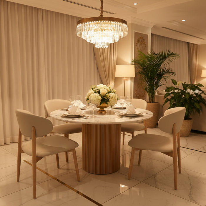 Deva Round Marble Dining Table Set