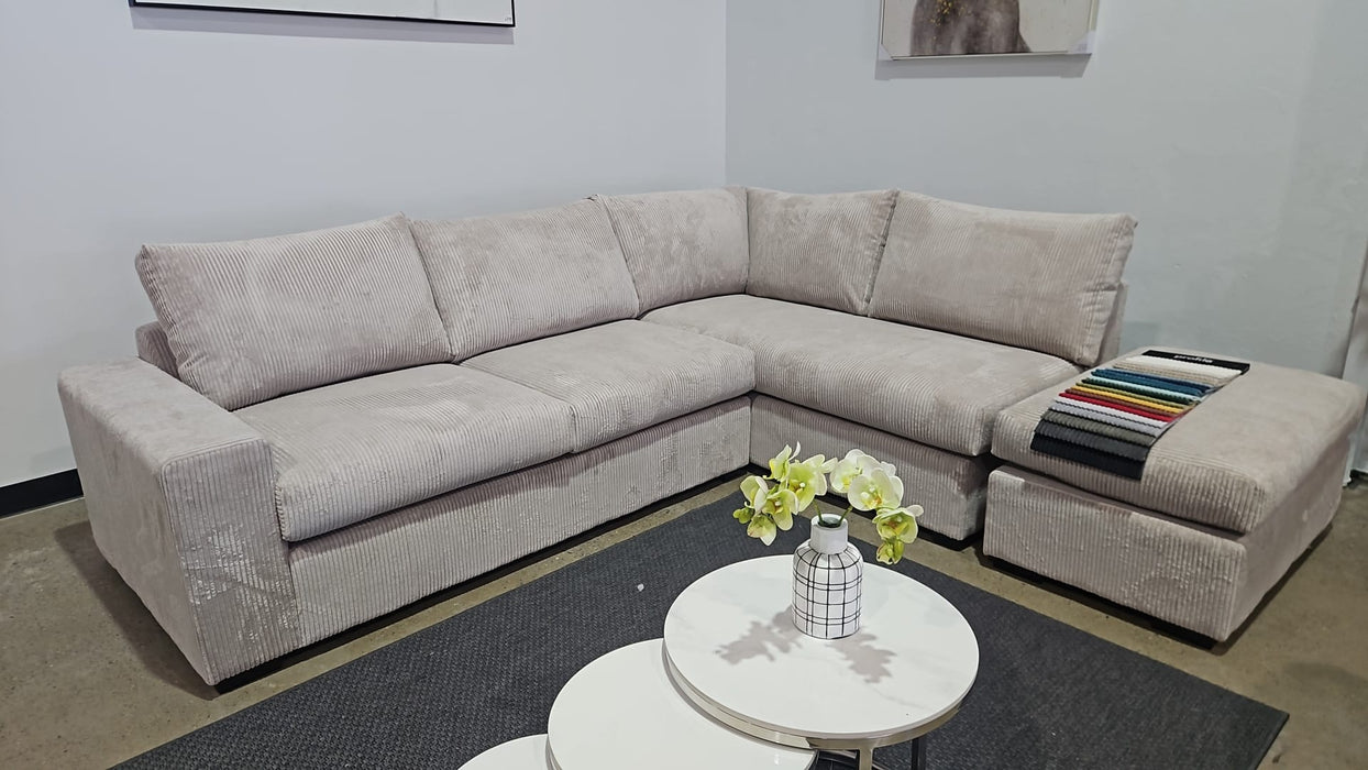 Comfortable Corduroy Corner Couch with Deep Plush Seating