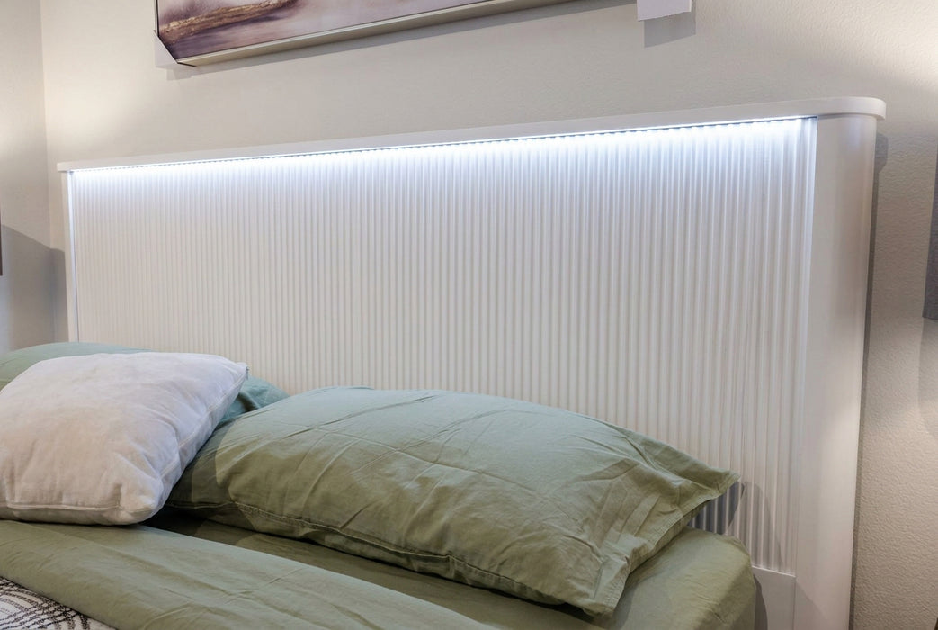 Mosman Fluted Gas Lift Storage Bed Queen - Brown or White
