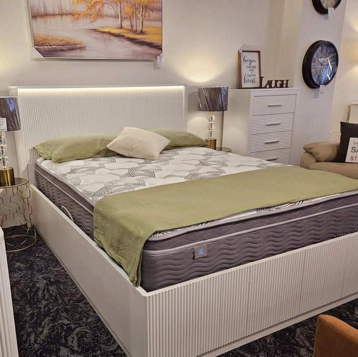 Mosman Fluted Gas Lift Storage Bed Queen - Brown or White