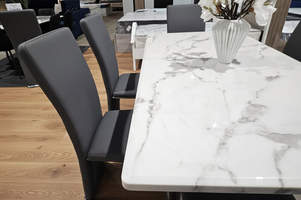 7 Piece Madrid Marble Dining Table with 6 Chairs