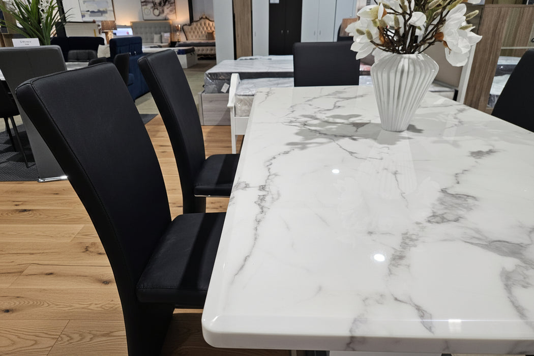 7 Piece Madrid Marble Dining Table with 6 Chairs