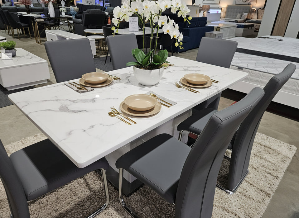 7 Piece Madrid Marble Dining Table with 6 Chairs