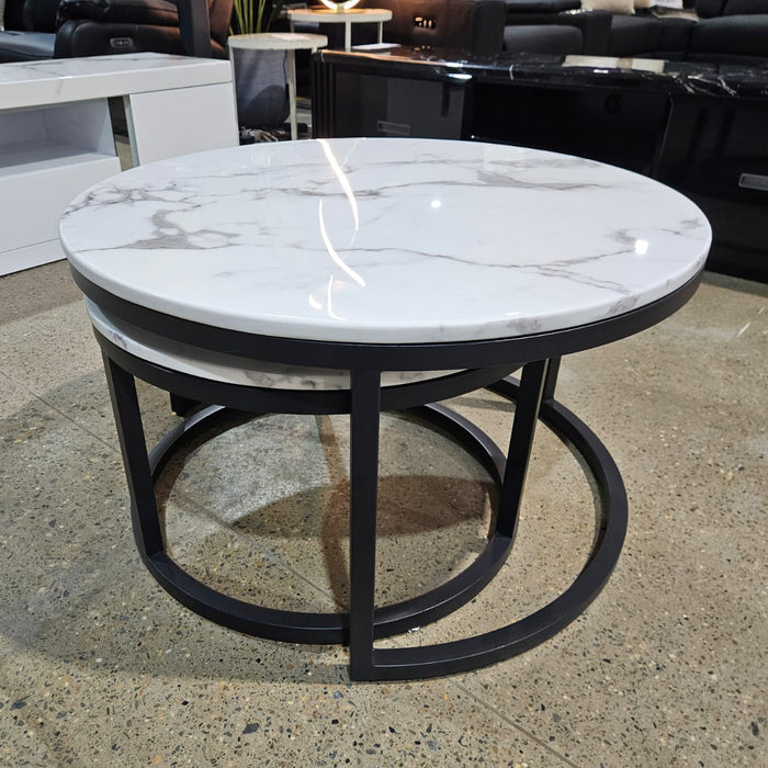 Elea Modern Nesting Coffee Table Set with Marble Stone Top