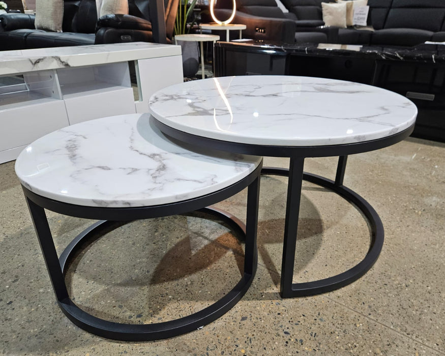 Elea Modern Nesting Coffee Table Set with Marble Stone Top