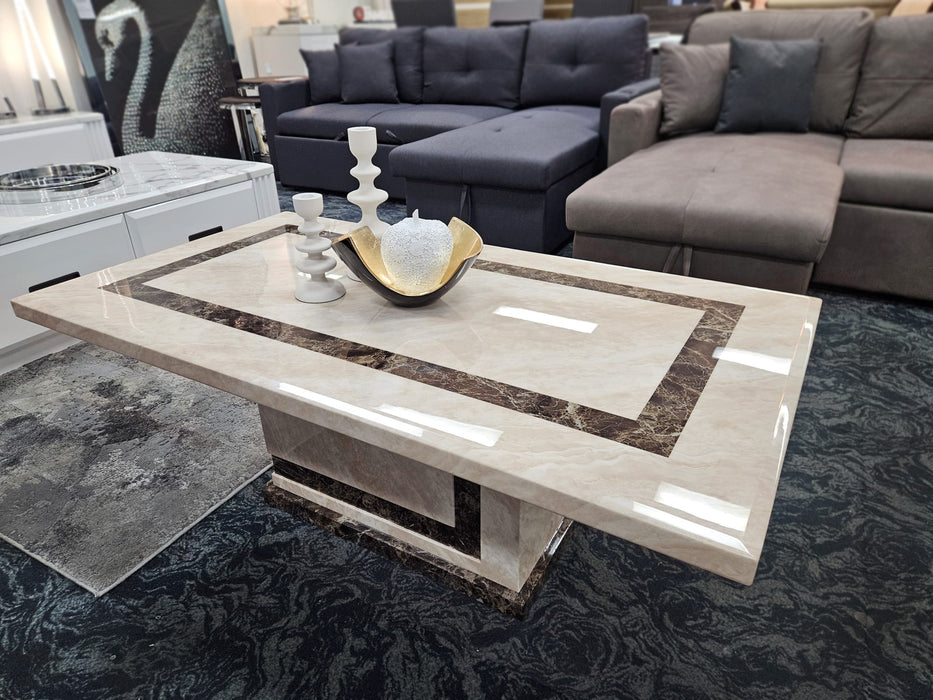 Dalton 1.2m Marble Coffee Table - Beige