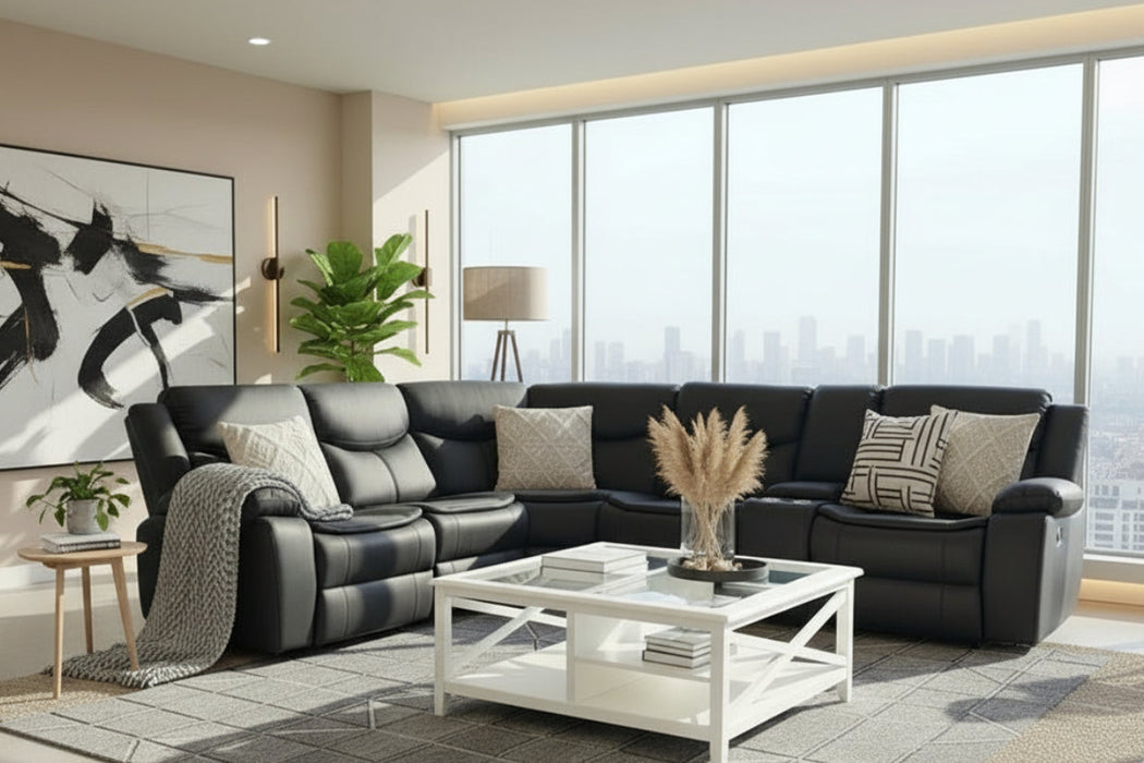 Ontario Fabric Corner Power End Recliner Lounge