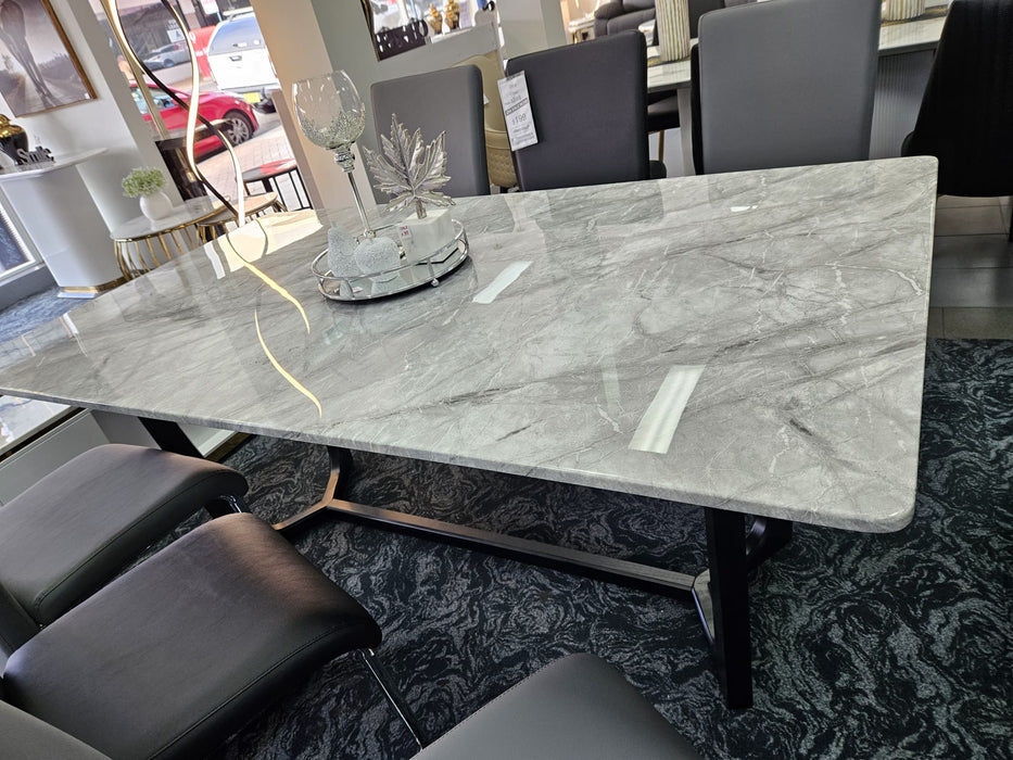 Vanesa 1.8m Dining Table - Marble Top with Black Base