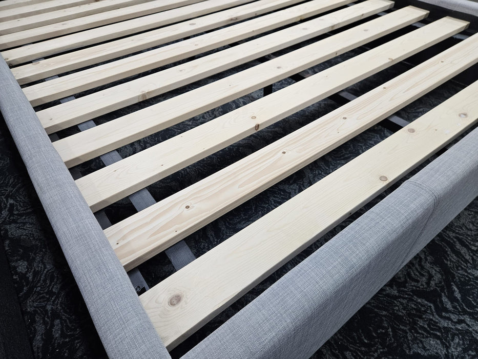 Camden King Upholstered Bed Frame Light Grey Beige
