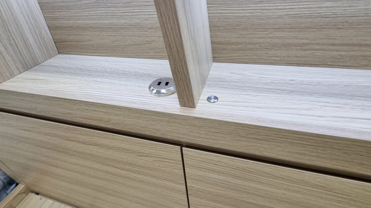 Marina Bed Frame with Gas Lift Storage, Alpine Oak