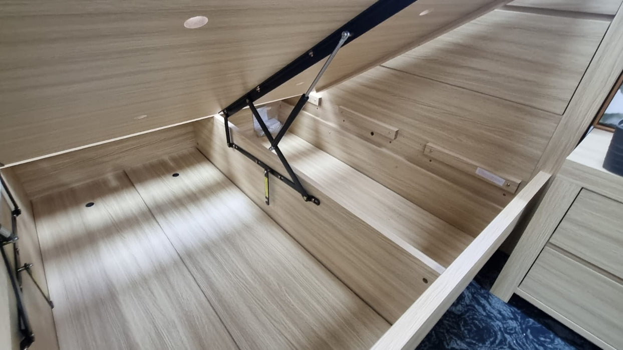 Marina Bed Frame with Gas Lift Storage, Alpine Oak