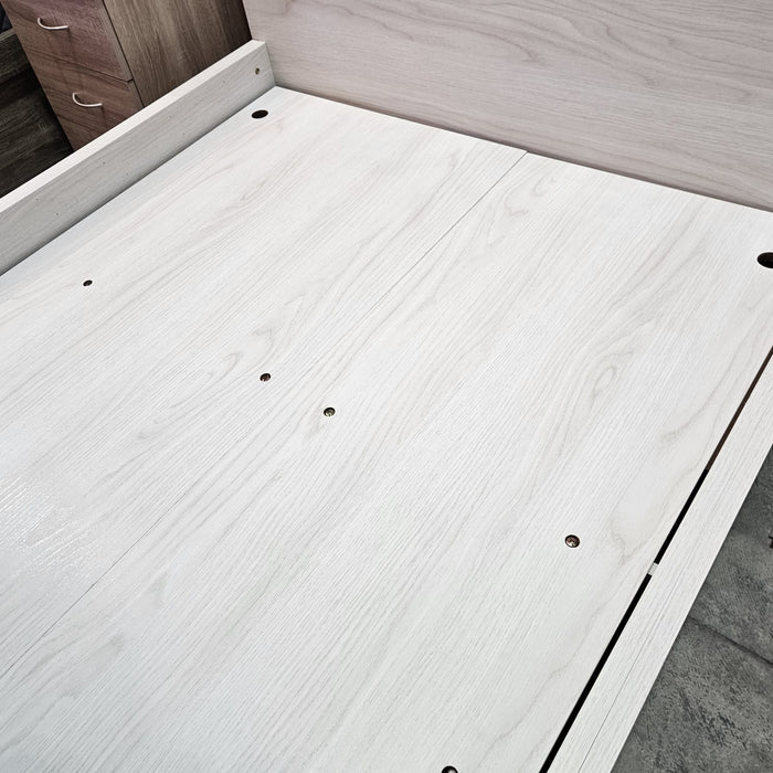 Chicago King Single Bed, Cream White Wash