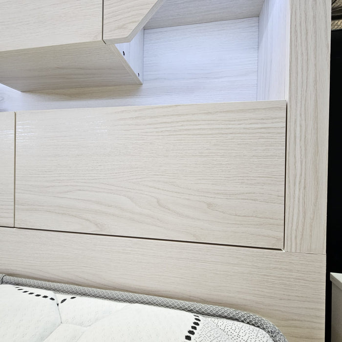 Chicago King Single Bed, Cream White Wash