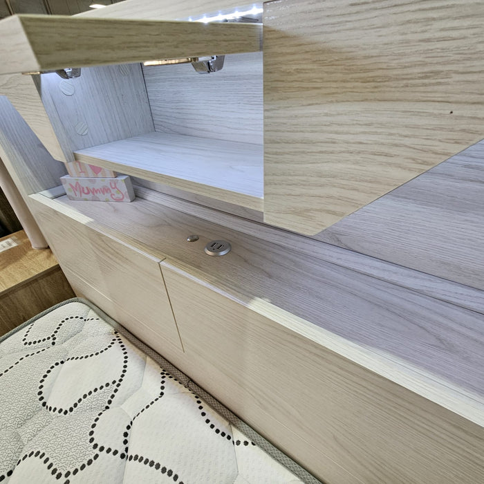Chicago King Single Bed, Cream White Wash