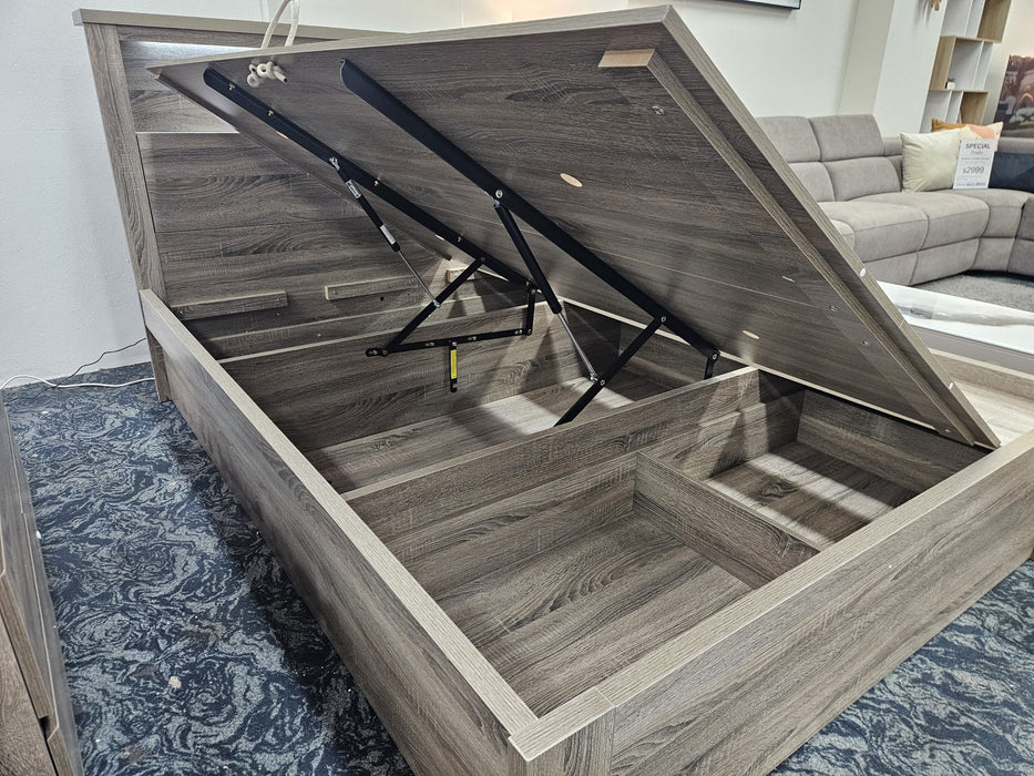 Bali Gas Lift Bed - Mocha Oak