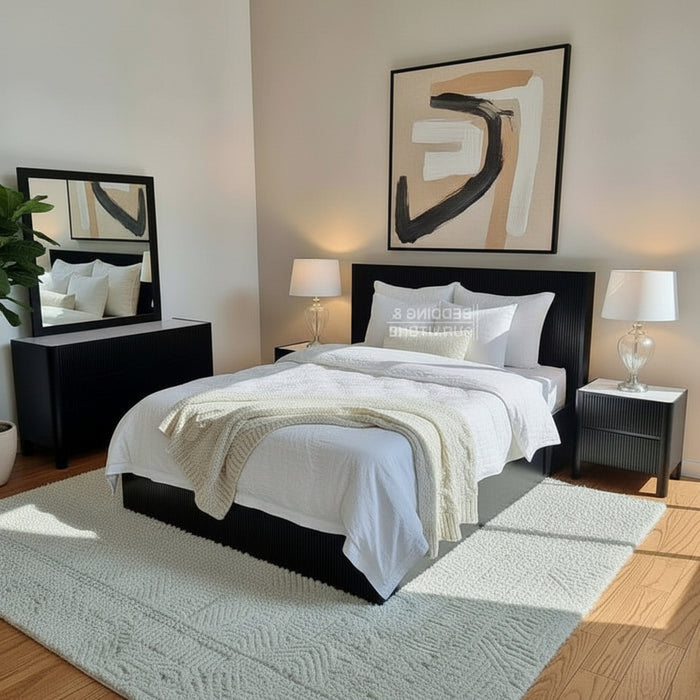 Lj Furniture Lisbon Storage Queen Bed in Black