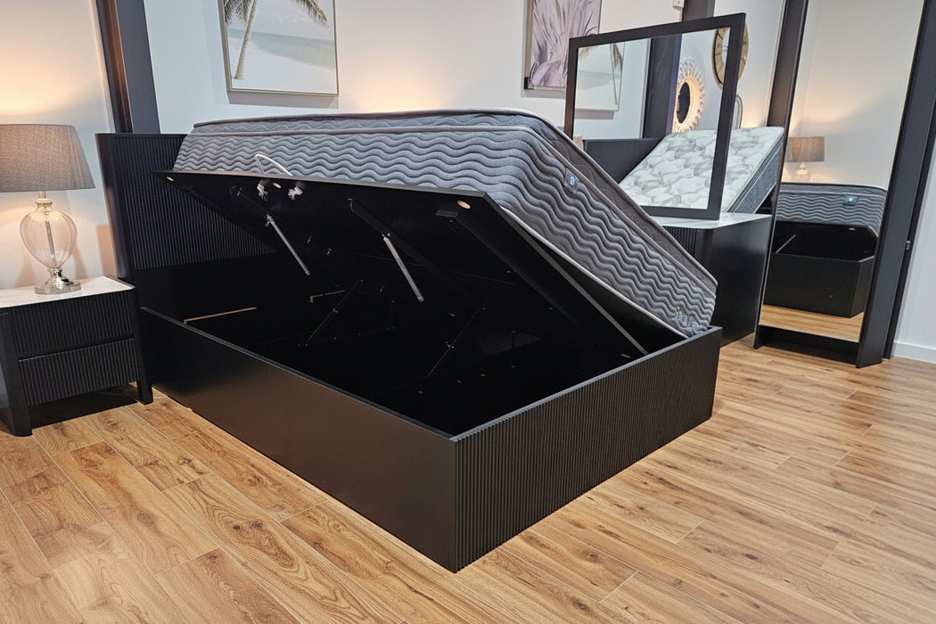 Europa Storage Gas lift Queen Bed Frame, White or Black